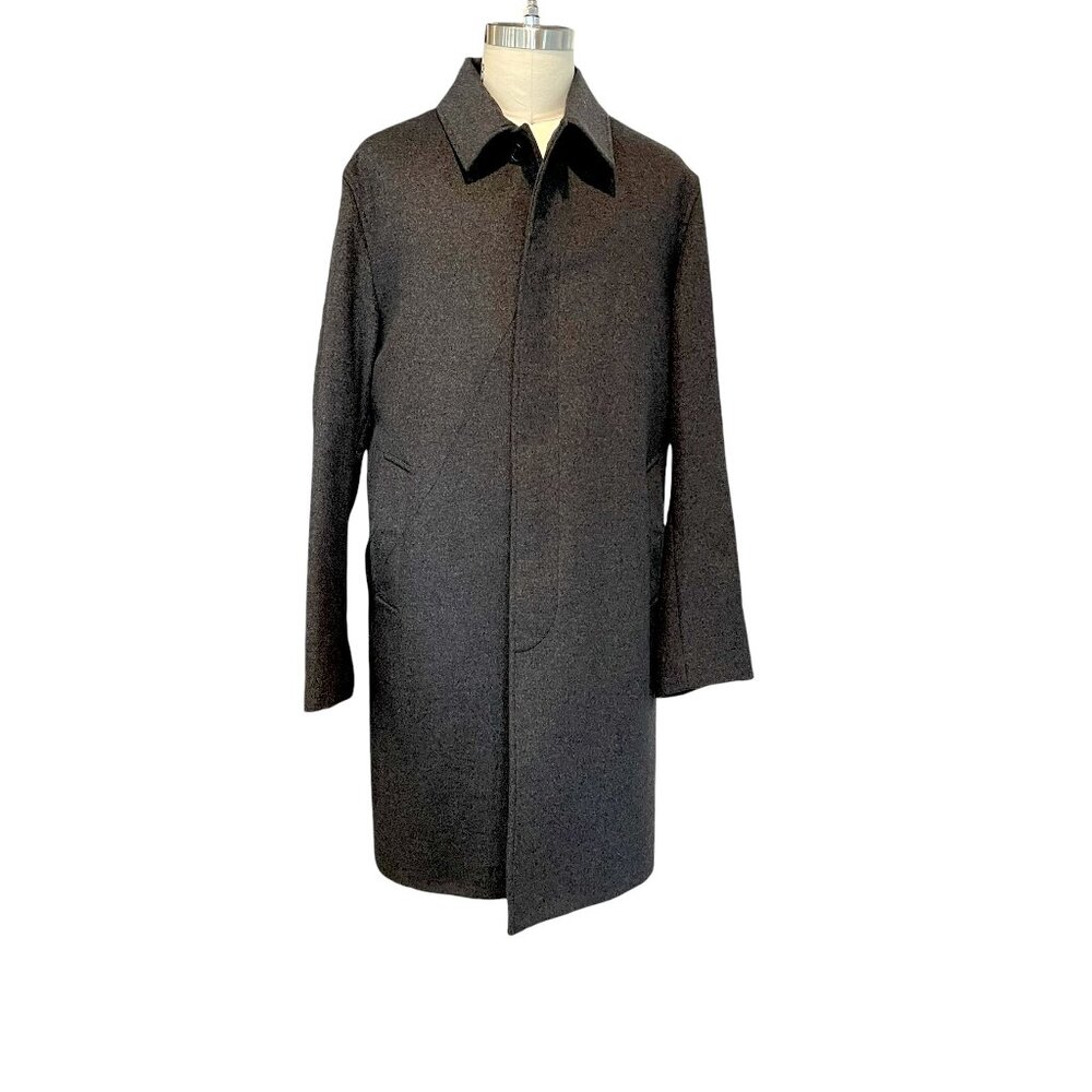 BURBERRY MORESTEAD Men's Dark Grey Wool Blend Coat, US44, UK54, Removable vest